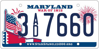 MD license plate 3AD7660