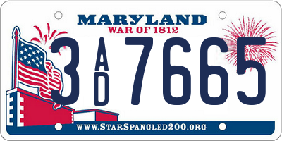 MD license plate 3AD7665