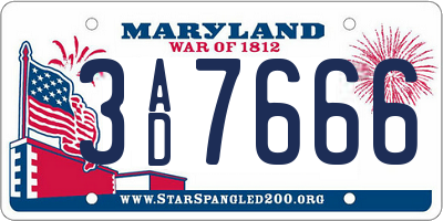 MD license plate 3AD7666