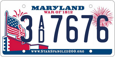 MD license plate 3AD7676