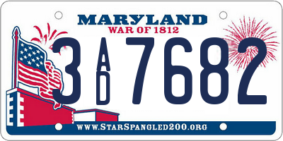 MD license plate 3AD7682