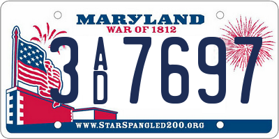 MD license plate 3AD7697