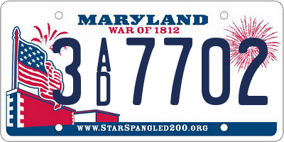 MD license plate 3AD7702