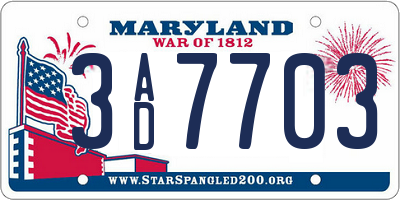 MD license plate 3AD7703