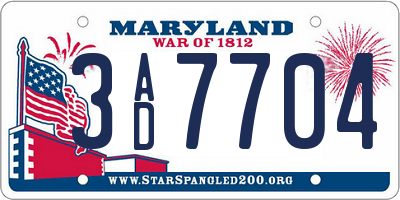 MD license plate 3AD7704