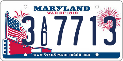 MD license plate 3AD7713