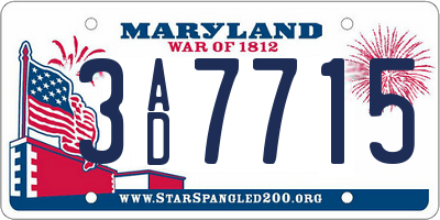 MD license plate 3AD7715