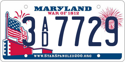 MD license plate 3AD7729