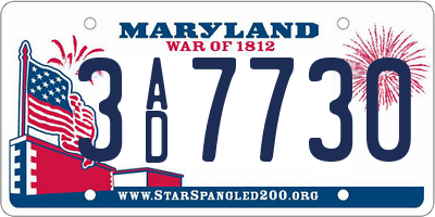MD license plate 3AD7730