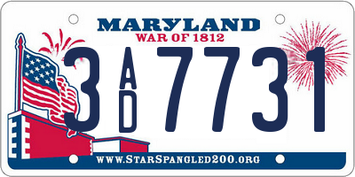 MD license plate 3AD7731