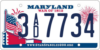 MD license plate 3AD7734