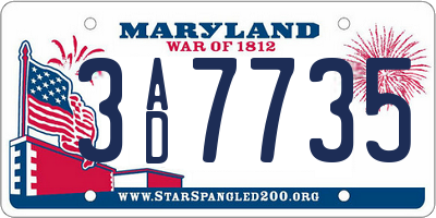 MD license plate 3AD7735