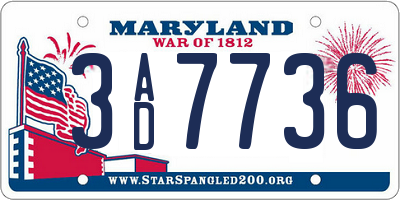 MD license plate 3AD7736