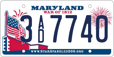 MD license plate 3AD7740
