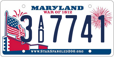 MD license plate 3AD7741