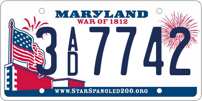 MD license plate 3AD7742