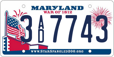 MD license plate 3AD7743