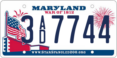 MD license plate 3AD7744