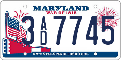MD license plate 3AD7745