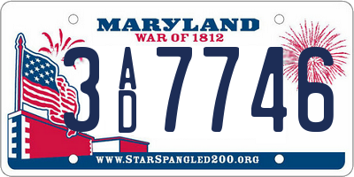 MD license plate 3AD7746