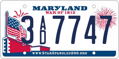 MD license plate 3AD7747
