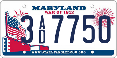 MD license plate 3AD7750