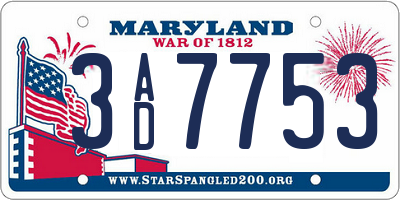 MD license plate 3AD7753