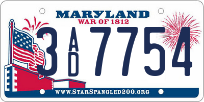 MD license plate 3AD7754