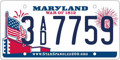 MD license plate 3AD7759