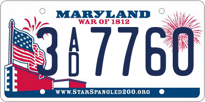 MD license plate 3AD7760