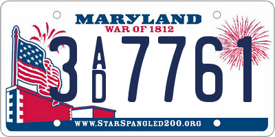 MD license plate 3AD7761