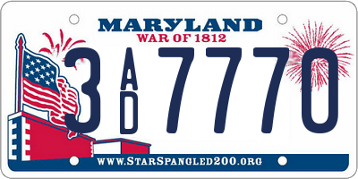 MD license plate 3AD7770