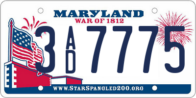 MD license plate 3AD7775