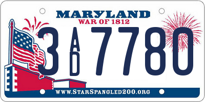 MD license plate 3AD7780
