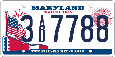 MD license plate 3AD7788