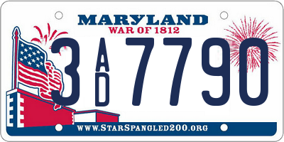 MD license plate 3AD7790