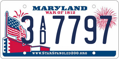 MD license plate 3AD7797