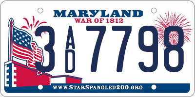MD license plate 3AD7798