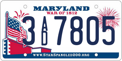MD license plate 3AD7805