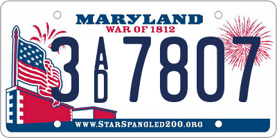 MD license plate 3AD7807