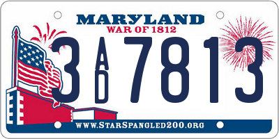 MD license plate 3AD7813