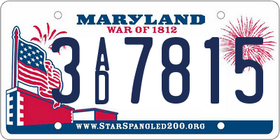 MD license plate 3AD7815