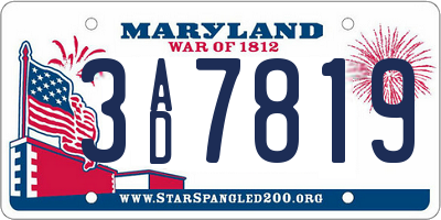MD license plate 3AD7819