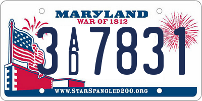 MD license plate 3AD7831