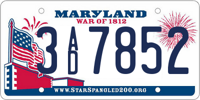 MD license plate 3AD7852