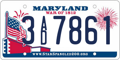 MD license plate 3AD7861