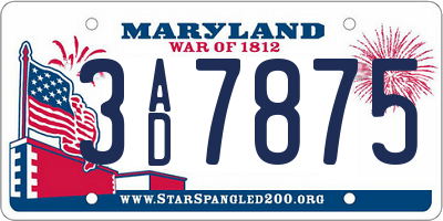 MD license plate 3AD7875