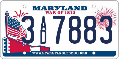 MD license plate 3AD7883