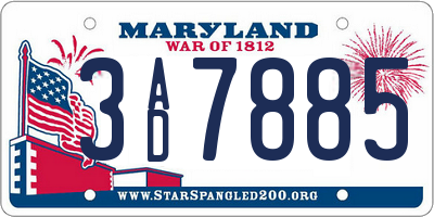 MD license plate 3AD7885