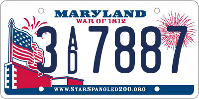 MD license plate 3AD7887